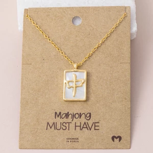 Mother Of Pearl Character Mahjong Tile Necklace