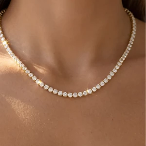 Round Cut Cz Tennis Necklace