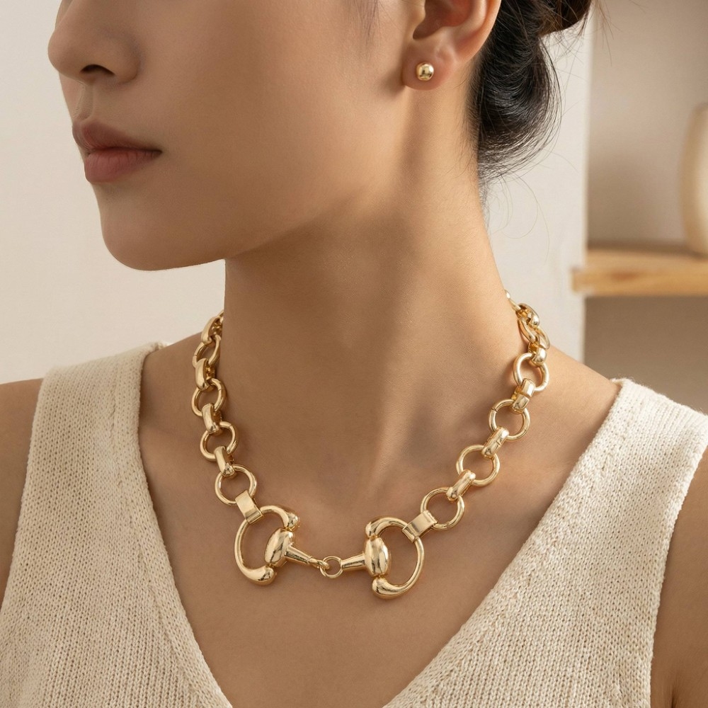 Horsebit Chain Link Necklace Set