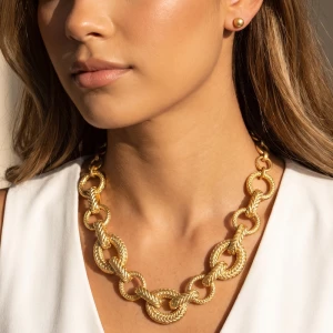 Graduated Braided Link Statement Necklace