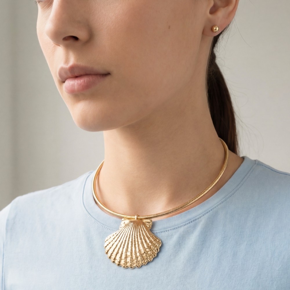 Seashell Pendant Choker Necklace