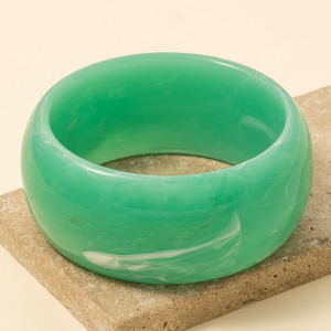 Wide Marble Resin Bangle Bracelet