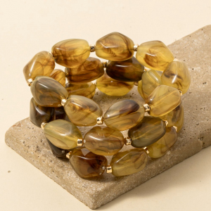 Chunky Marble Acrylic Beads Bracelet Set