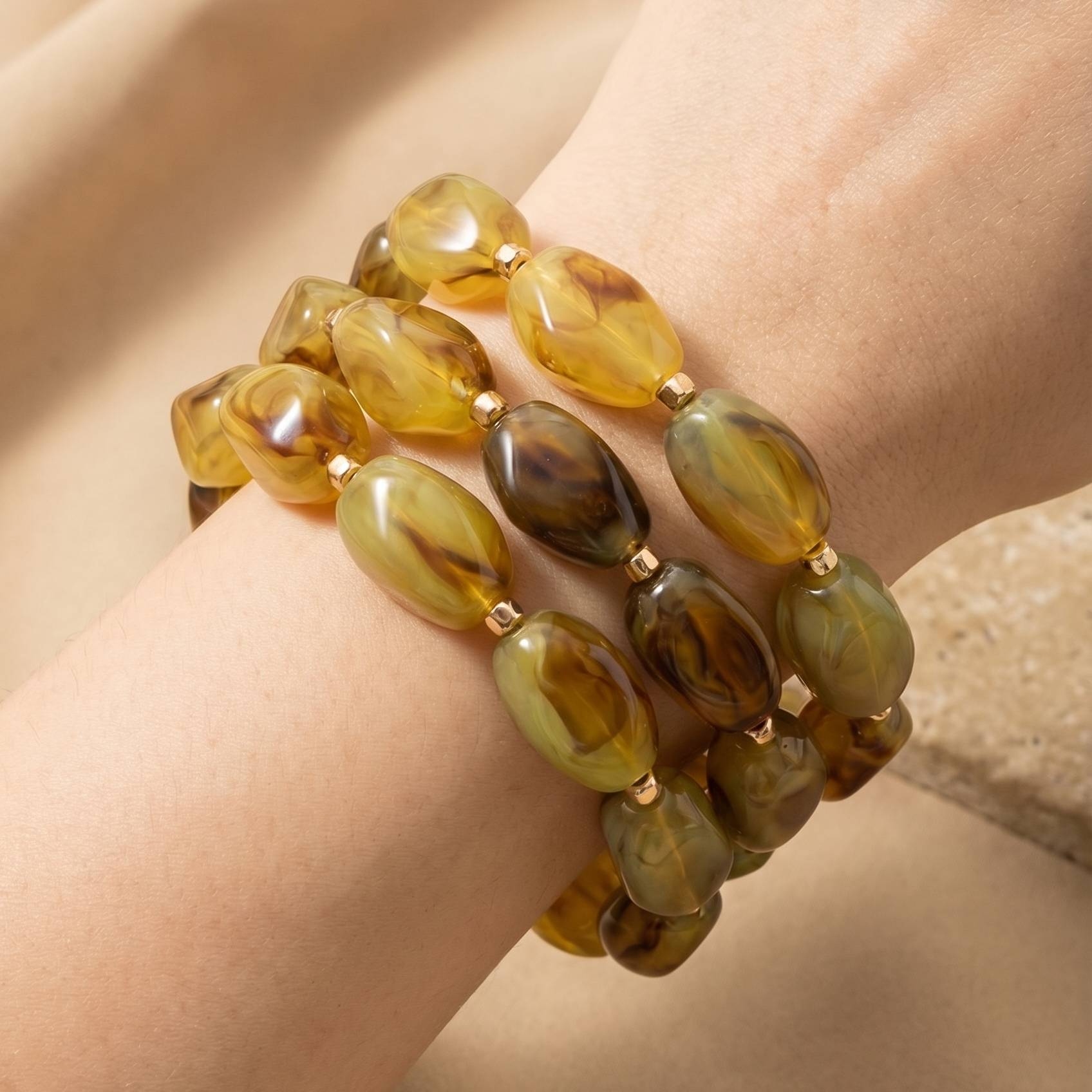 Chunky Marble Acrylic Beads Bracelet Set