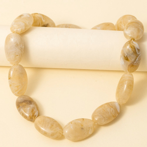 Large Oval Marble Resin Beads Necklace