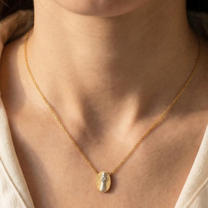 Two Tone Priest Medal Necklace