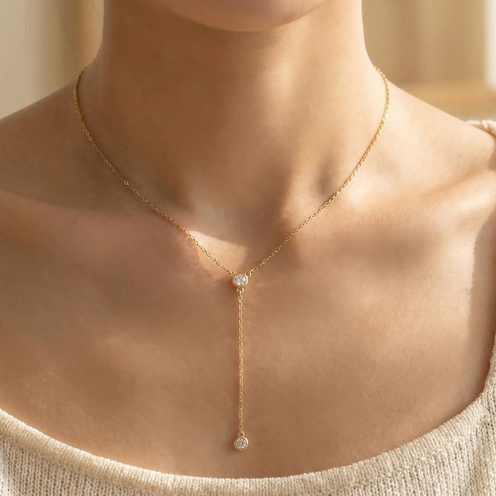 Dainty Jewel Lariat Necklace