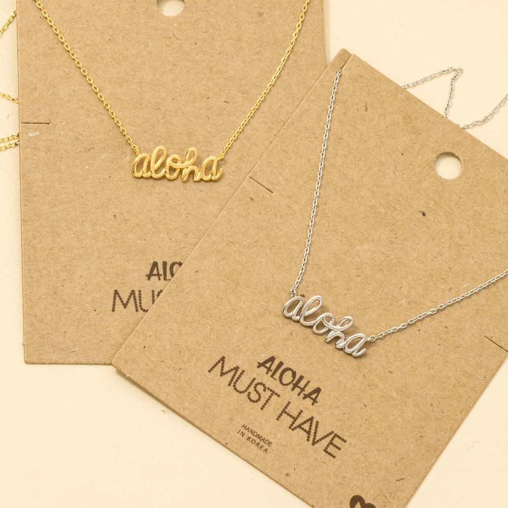 Handwritten Aloha Print Necklace