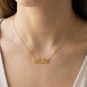 Handwritten Aloha Print Necklace