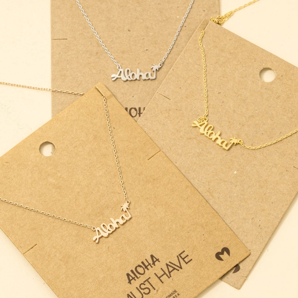 Aloha Palm Tree Pendant Necklace