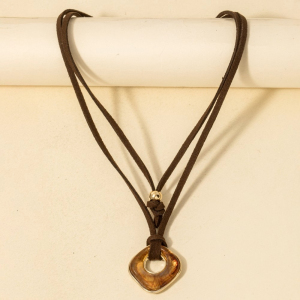Acrylic Pendant Faux Suede Cord Necklace