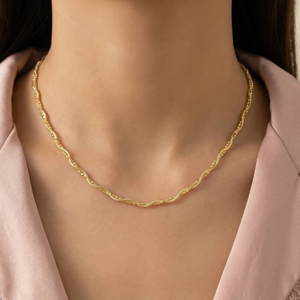 Beaded Snake Chain Twist Necklace