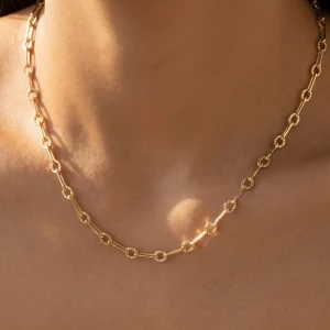 Bar And Ring Link Station Chain Necklace