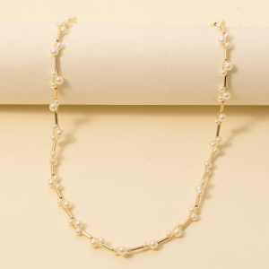 Pearls And Mini Tube Beaded Necklace