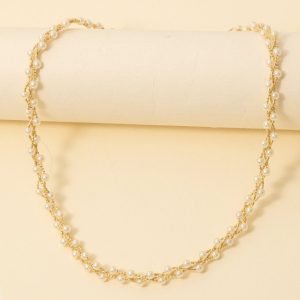 Intricate Woven Pearl Beaded Necklace