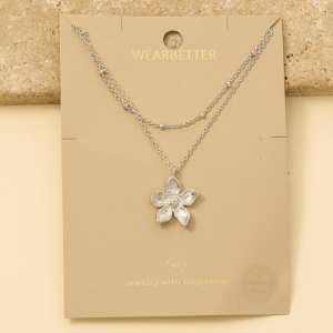 Layered Chain Flower Pendant Necklace