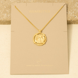 Hammered Circle Disc Pendant Necklace