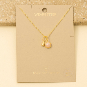 Gold Dipped Mini Gemstone And Tear Pendant Necklace