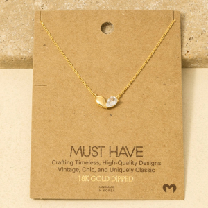 Gold Dipped Cz Heart Shape Pendant Necklace