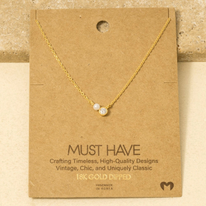 Mini Pearl And Cz Stud Charm Necklace