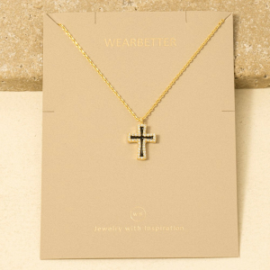 Gold Dipped Enamel Cross Pendant Necklace