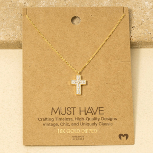 Gold Dipped Enamel Cross Pendant Necklace