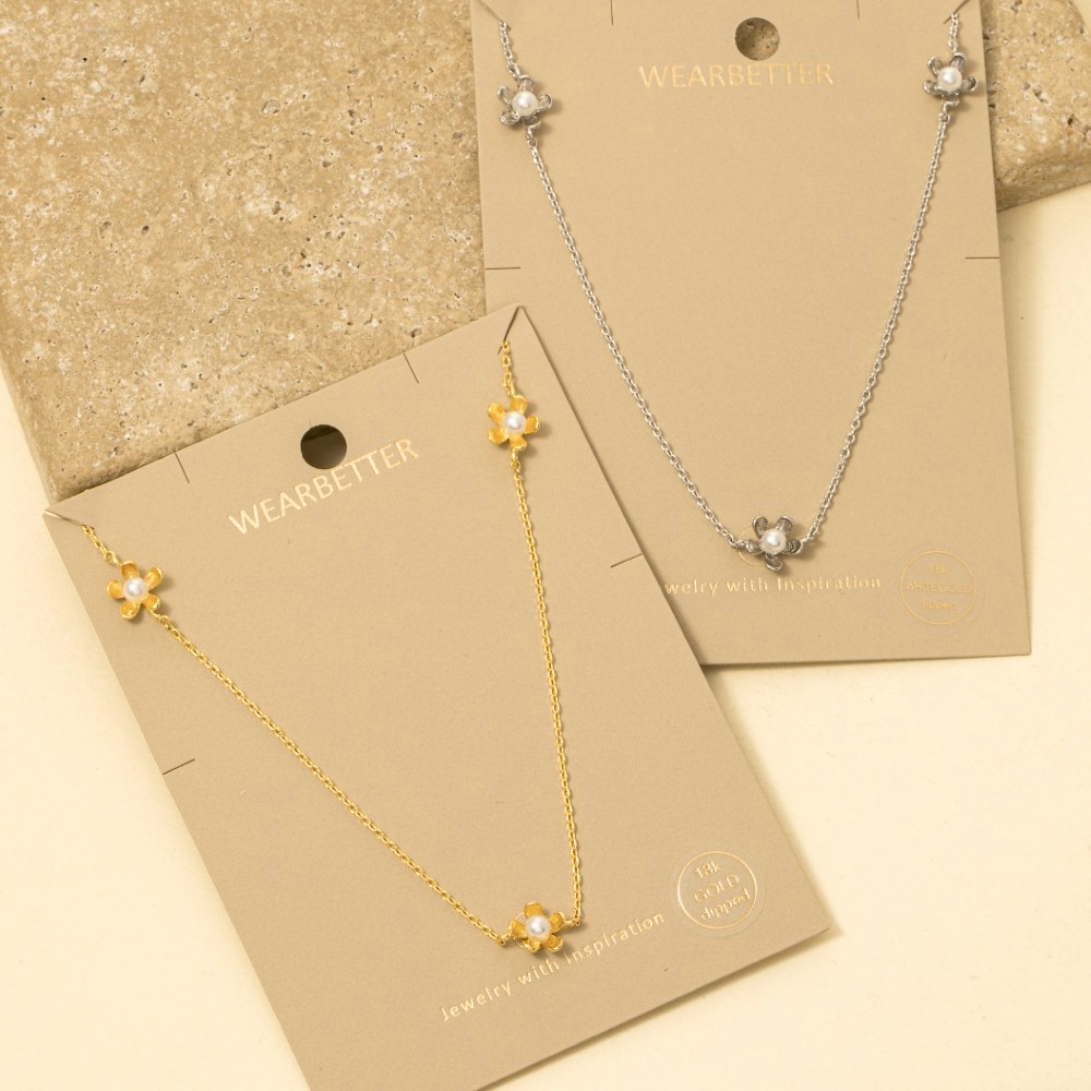 Mini Pearl Flower Station Necklace