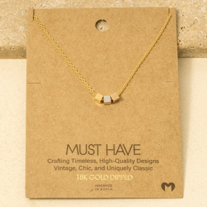 Gold Dipped Triple Cube Charm Necklace