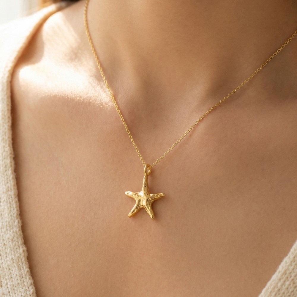 Gold Dipped Starfish Pendant Necklace