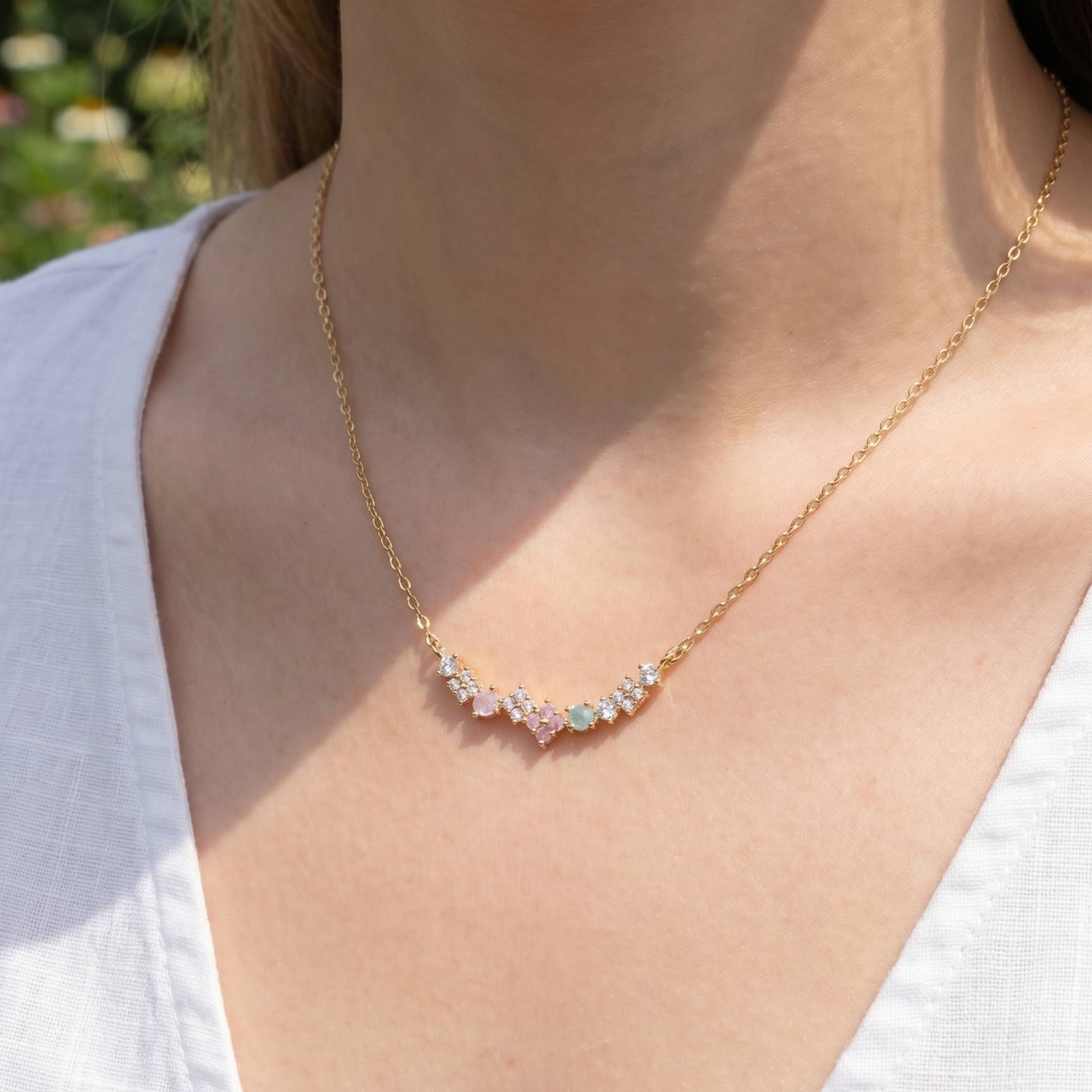 Mini Flower Cz Charm Necklace