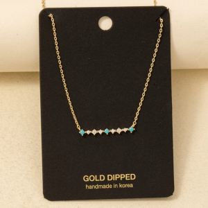 Dainty Cz Bar Charm Necklace