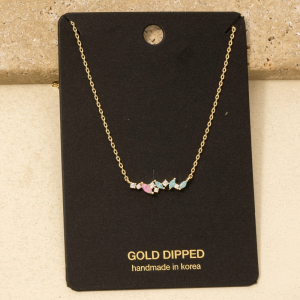 Assorted Cz Stud Line Charm Necklace