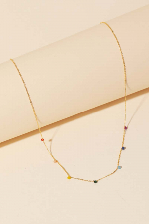 Mini Rainbow Beaded Charm Necklace
