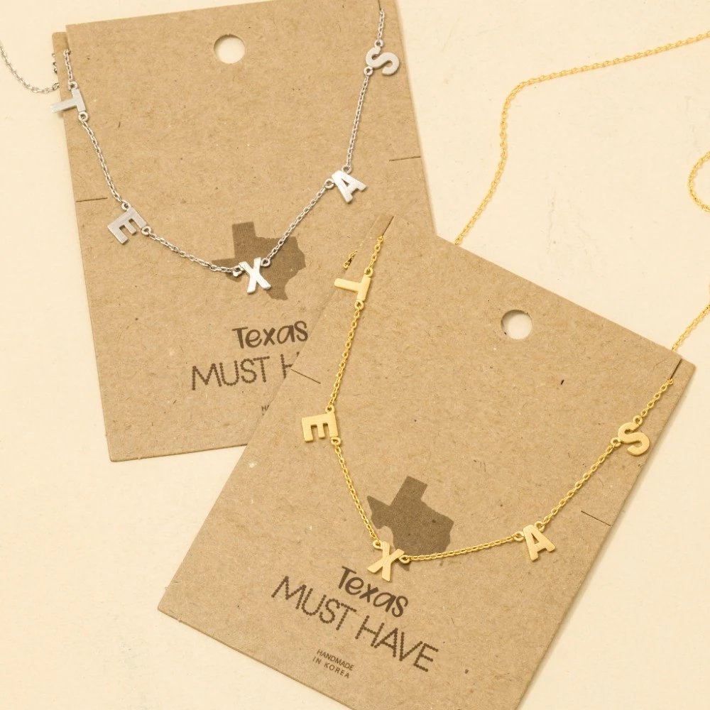 Texas Print Station Charm Necklace