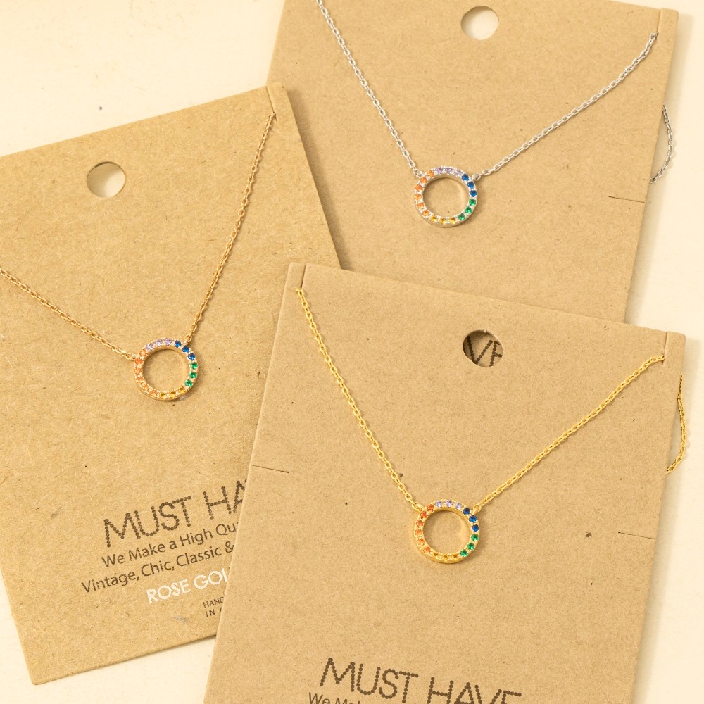 Rainbow Circle Pendant Necklace