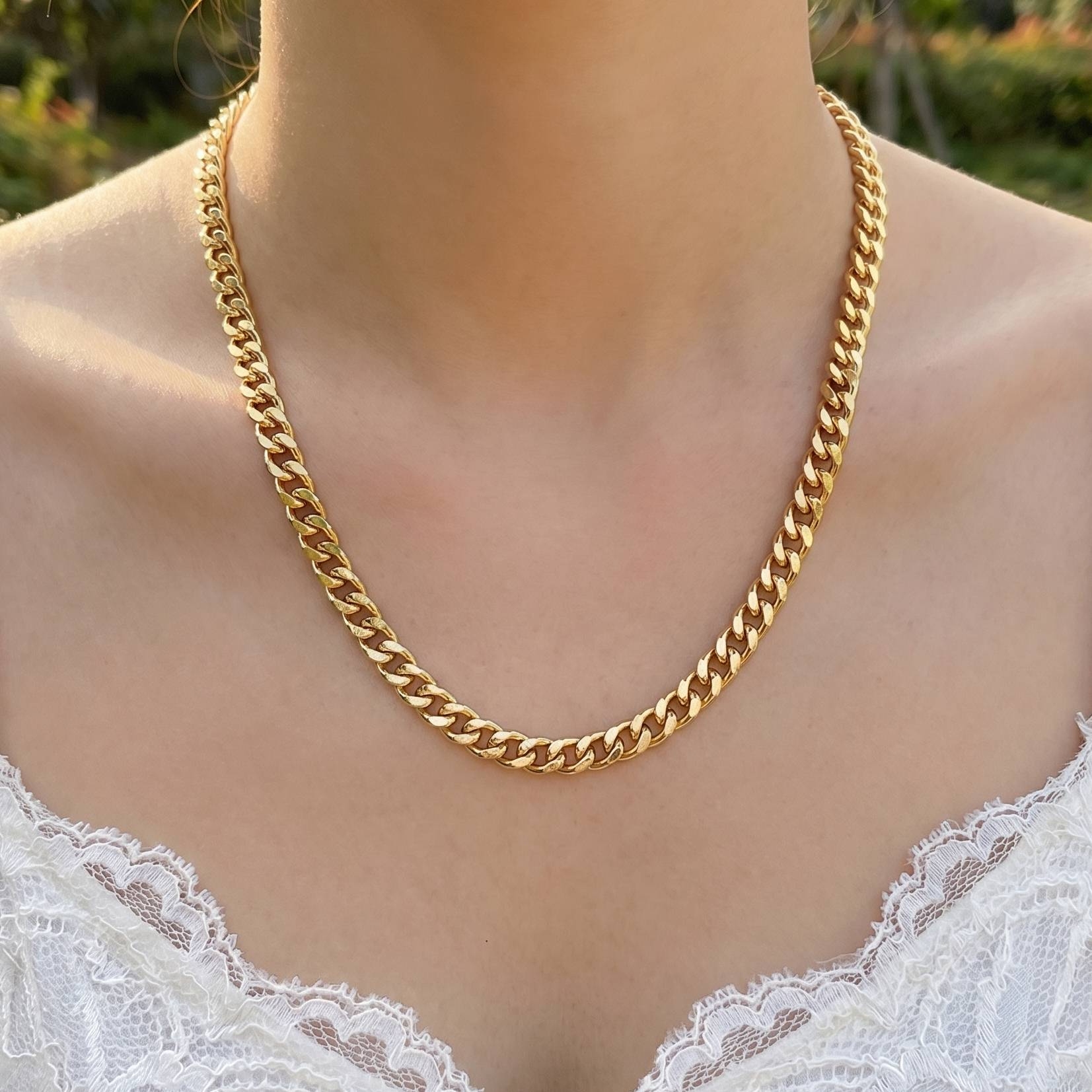 Lobster Clasp Curb Classic Chain Necklace