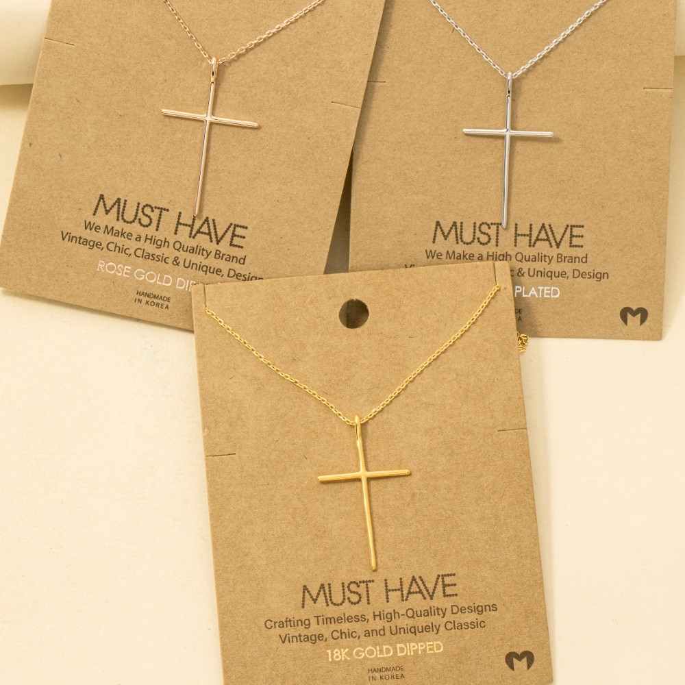 Gold Dipped Metallic Cross Necklace