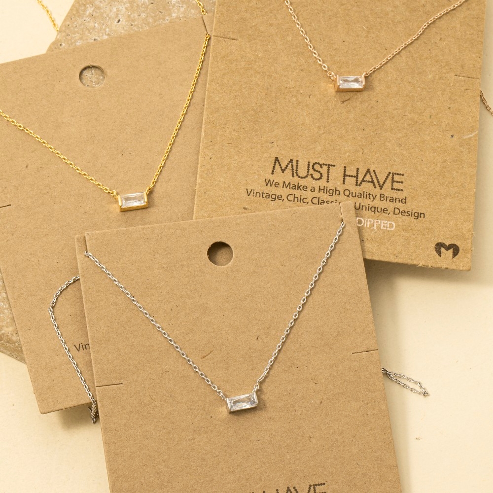 Mini Stud Rhinestone Pendant Necklace