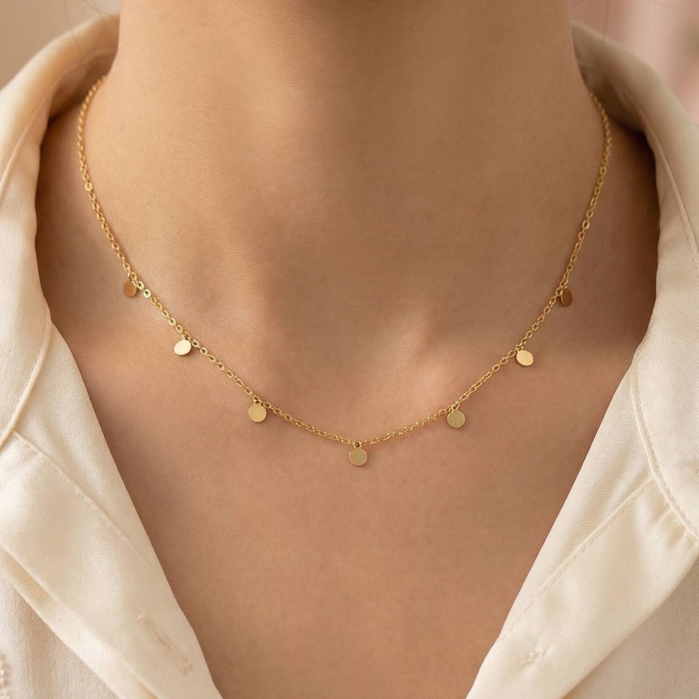 Dainty Mini Disc Station Necklace
