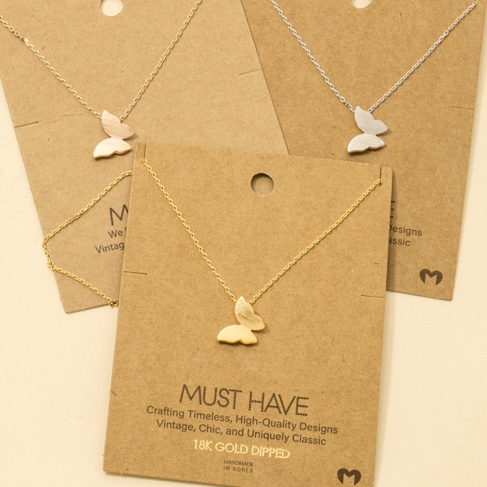 Gold Dipped Mini Butterfly Pendant Necklace