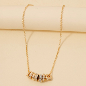 Mixed Studded Rings Charm Chain Necklace