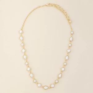 Bezel Set Stone Station Chain Necklace