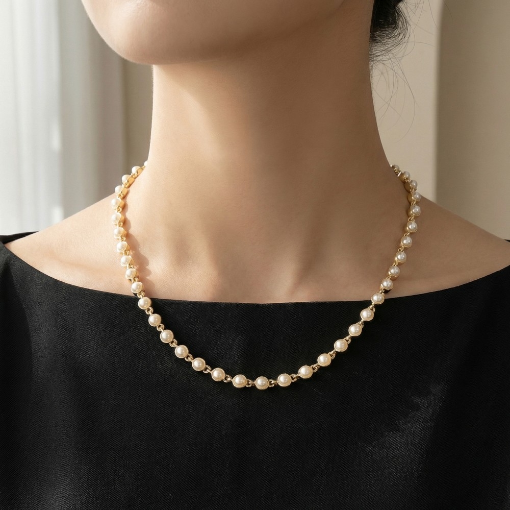 Glass Circle Gem Tennis Chain Necklace Set