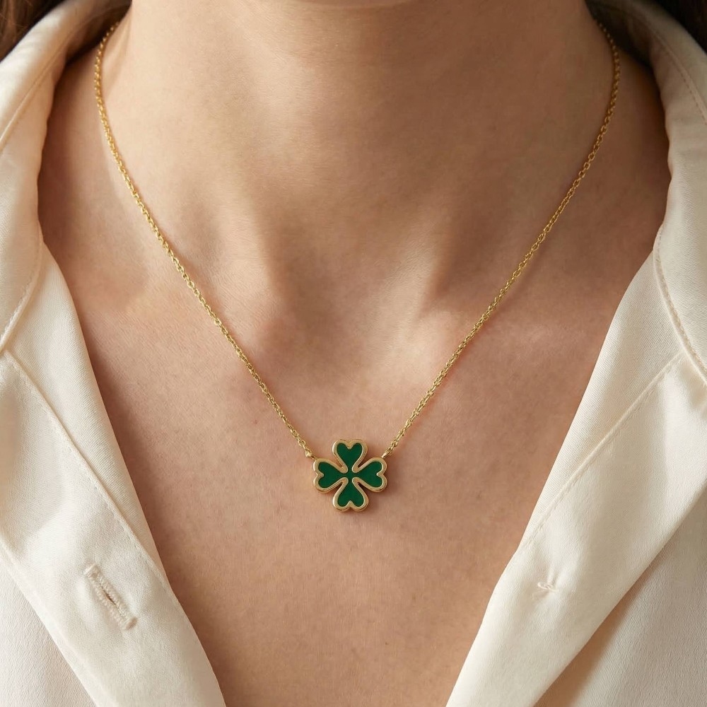 Green Clover Charm Necklace