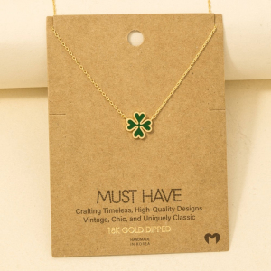 Gold Dipped Green Clover Charm Necklace