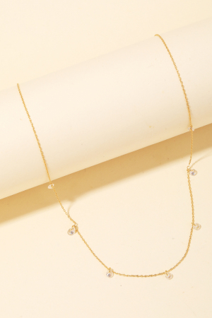 Multi Rhinestone Drop Necklace