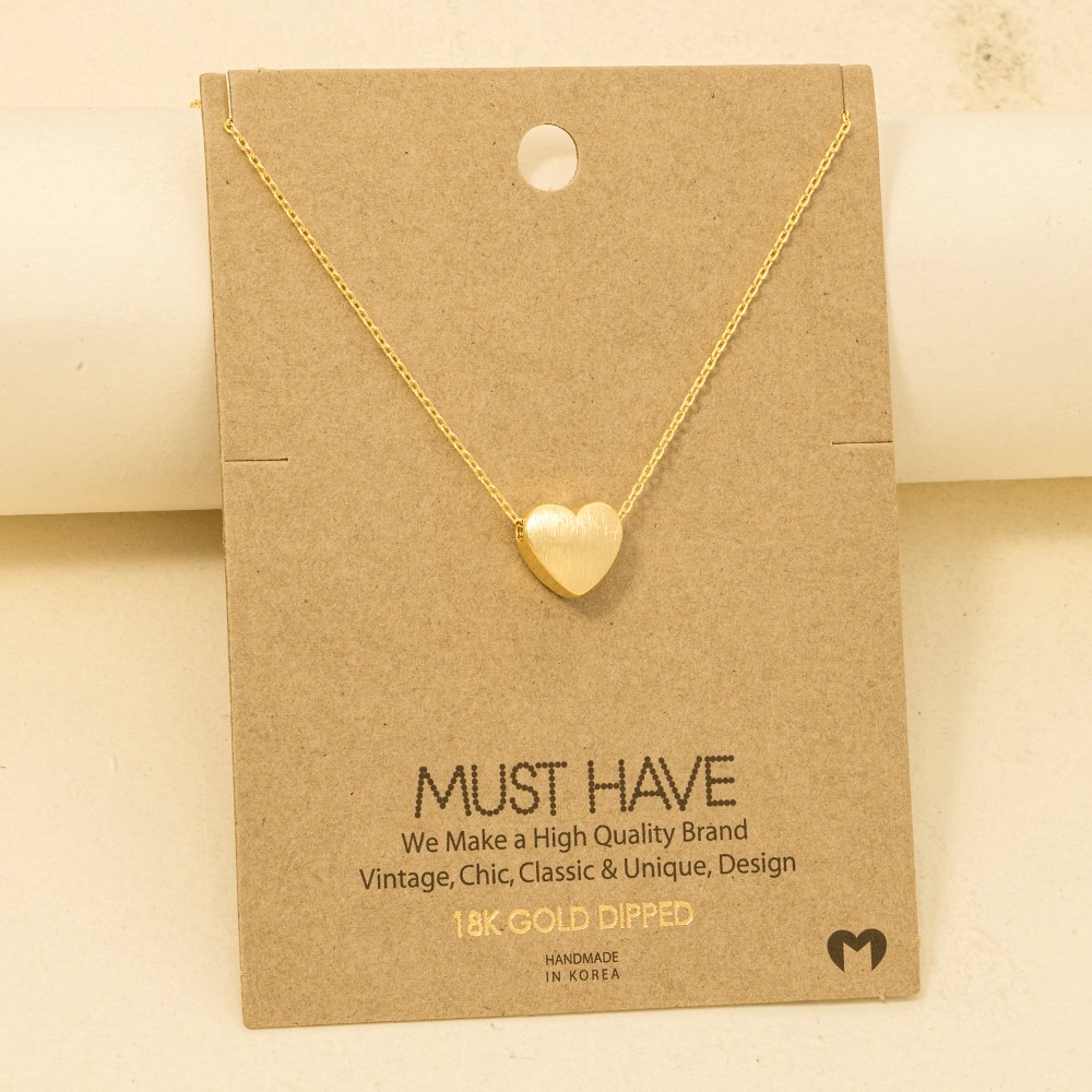 Brushed Gold Dipped Heart Pendant Necklace