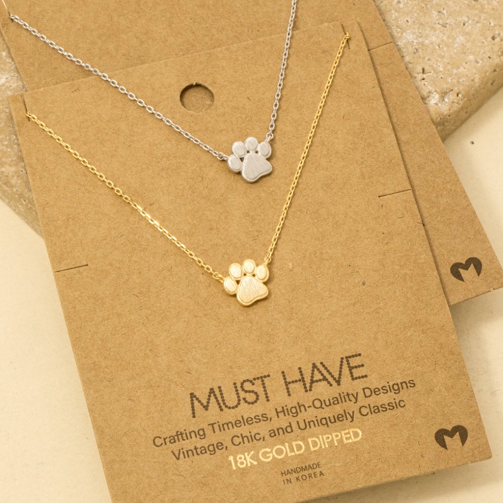 Gold Dipped Mini Paw Print Charm Necklace