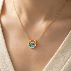 Wave Coin Pendant Necklace