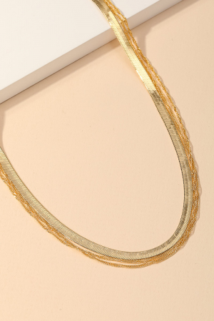 Layered Herringbone Choker Necklace